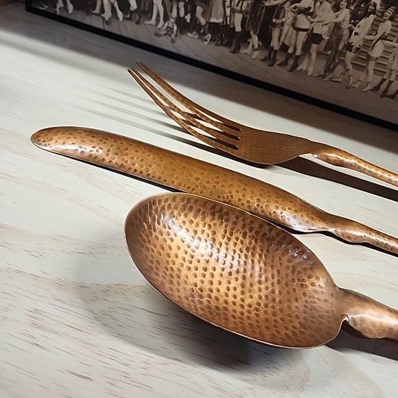 Oversized Hammered Bronze Utensils - Picture 2 of 5